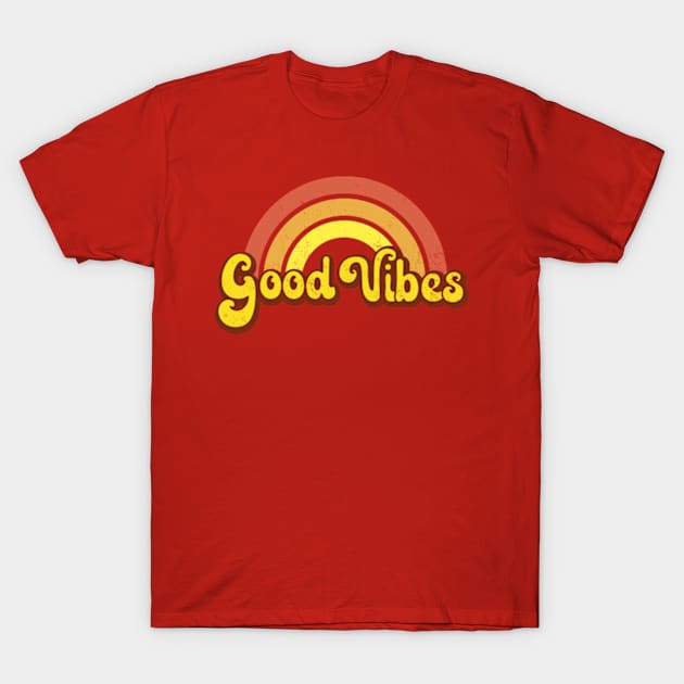 Retro Rainbow Good Vibes T-Shirt by Jitterfly